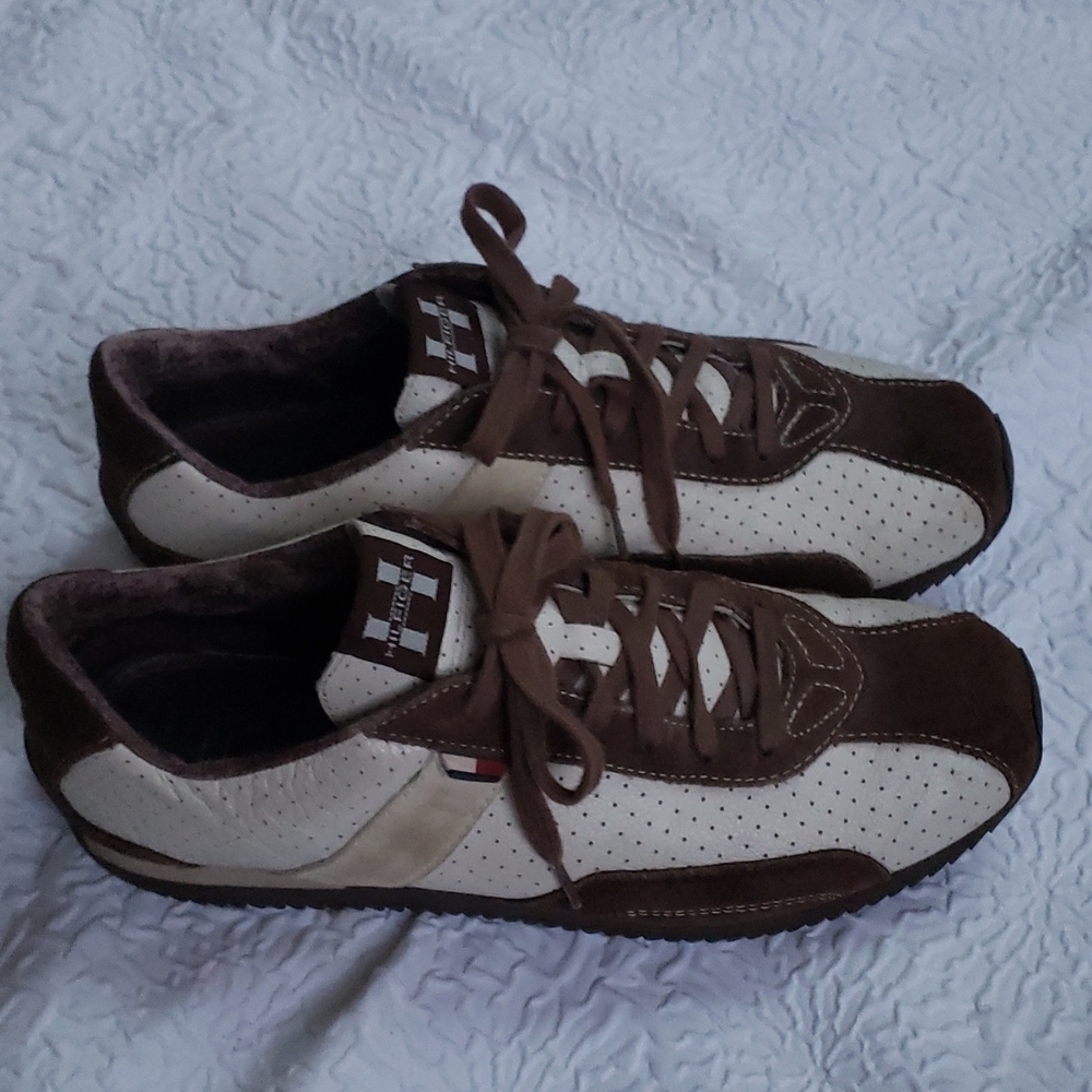 Tommy Hilfiger Brown Suede/ White Cloth Sneakers TM04618 Men 9M - Picture 6 of 14